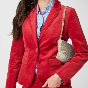 J. Crew Velvet Cotton Schoolboy Blazer Jacket Red Size 10 Petite $298 NEW CO116
